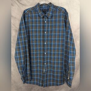 Gap Original Fit XL Plaid Brown/Blue Button Down Shirt